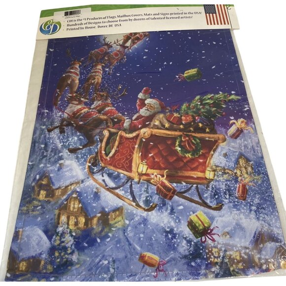 Santa Claus Reindeer Christmas Garden Flag Holiday Party Banner Winter Decor - Picture 3 of 5